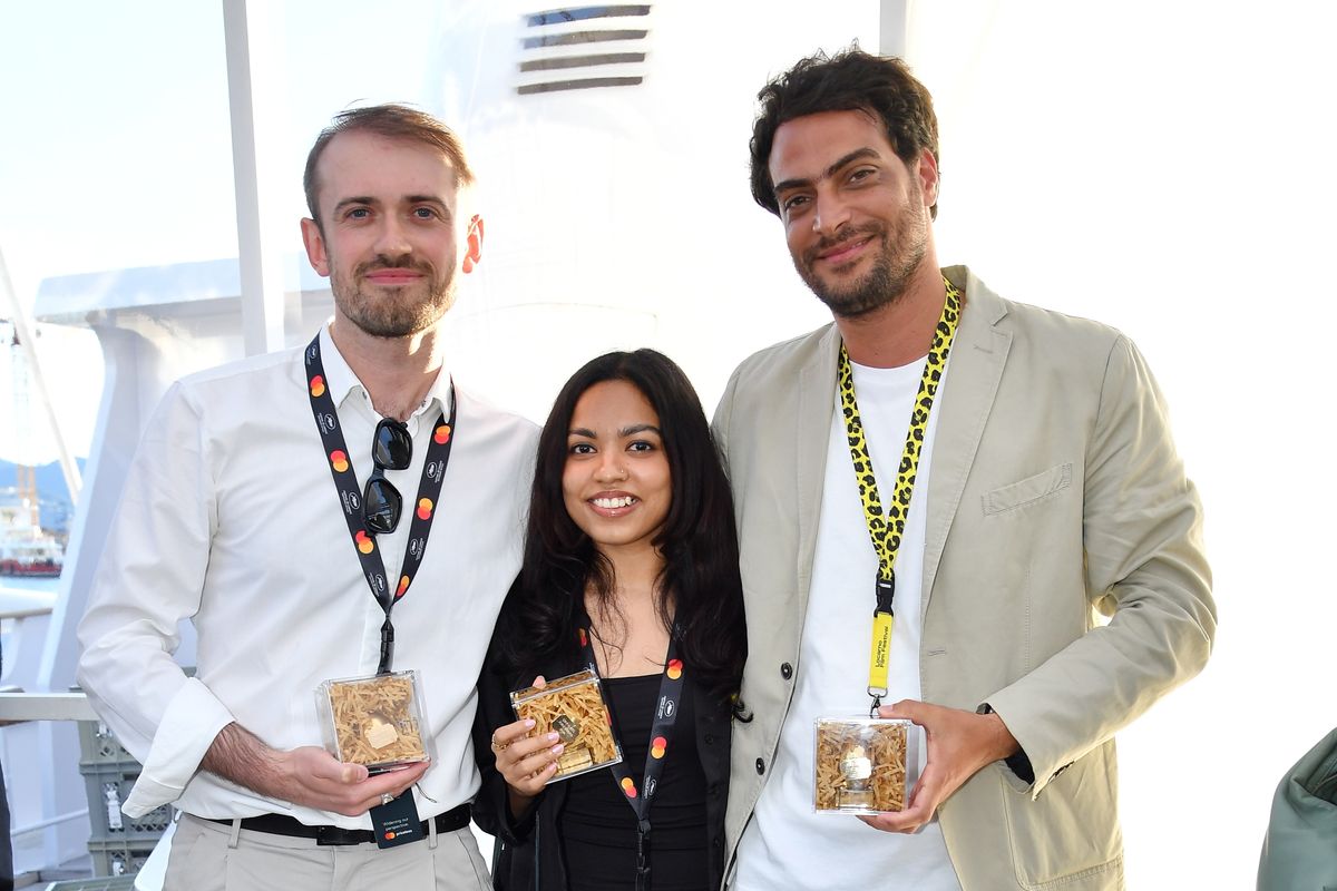 Recipients of The 2026 Gold Rush Pictures Berlinale Talents Lab Awards: Aliaksei Paluyan, Subarna Dash & Marcel Beltrán © Michael Timm
