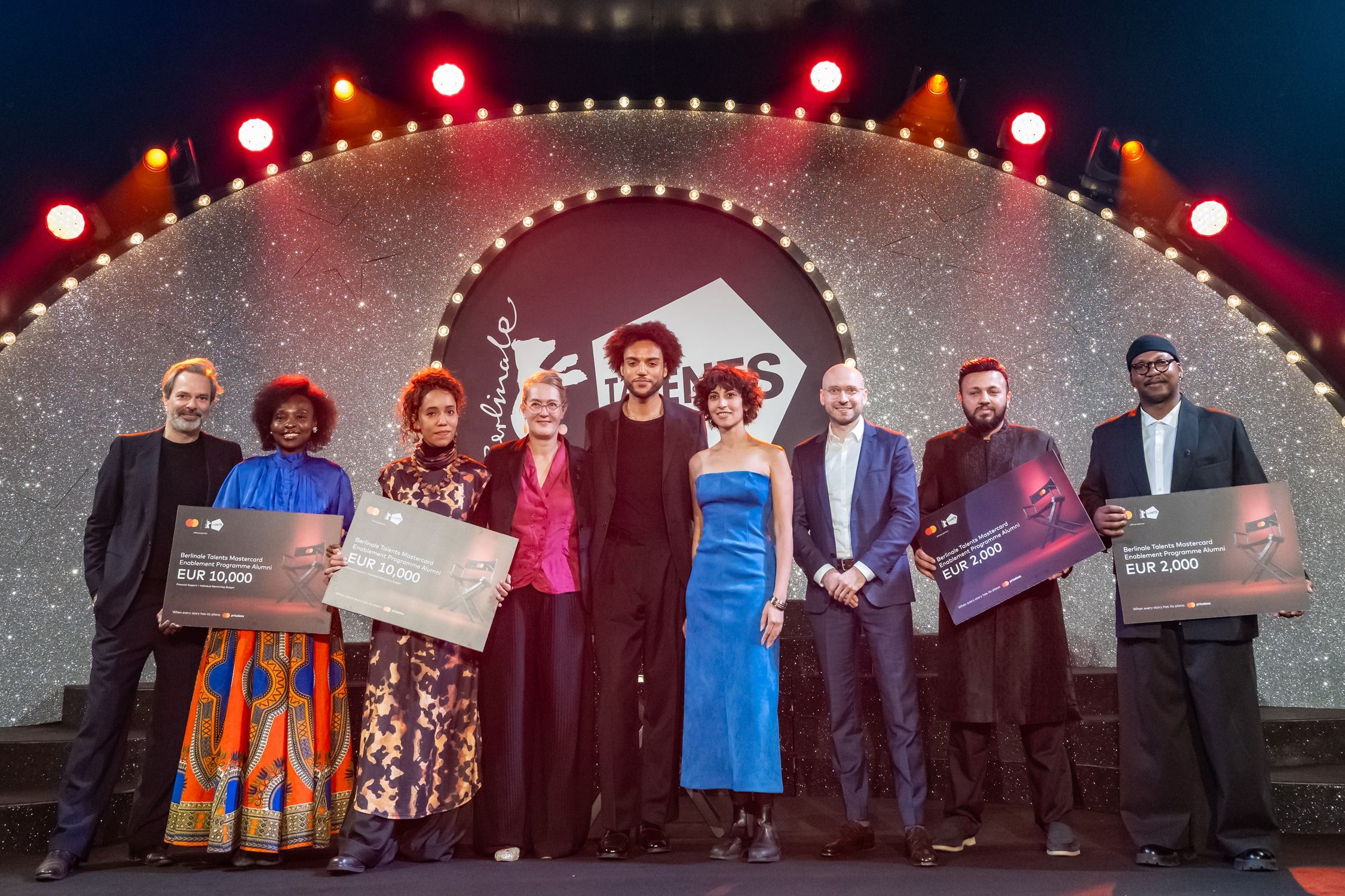The fellows and jury of the 2026 Berlinale Talents Mastercard Enablement Programme with Berlinale Talents leadership duo Nikola Joetze and Tobias Pausinger.